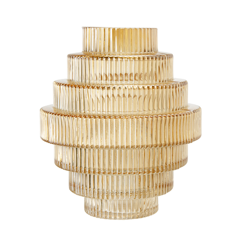 Tiered Geometric Vase, Amber Luster (Various Sizes)