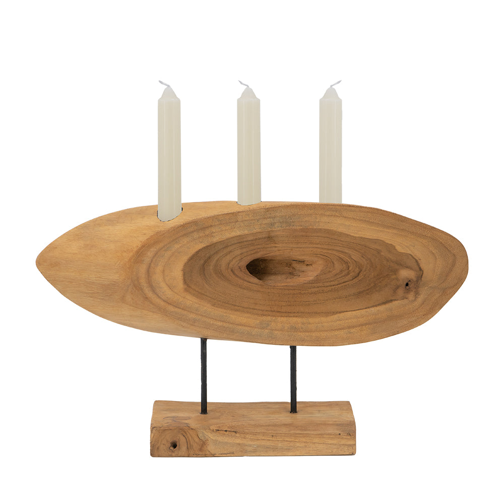 Ivo Teak Sculptural Candle Holder