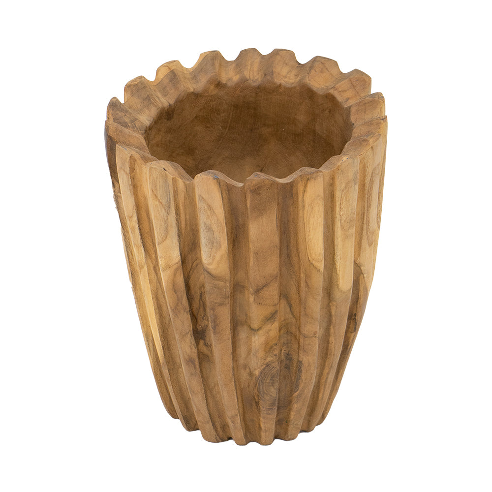 Vertical Stripes Teak Bowl