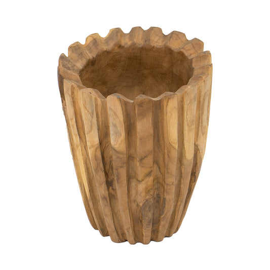 Vertical Stripes Teak Bowl