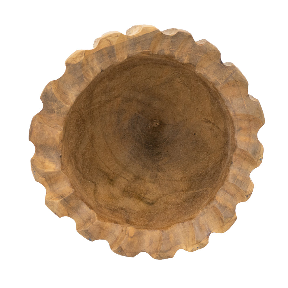 Vertical Stripes Teak Bowl