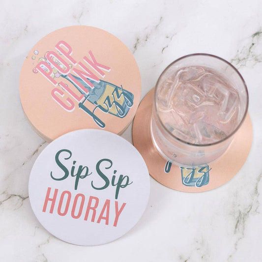 Champagne Reversible Paper Coasters, Set of 20