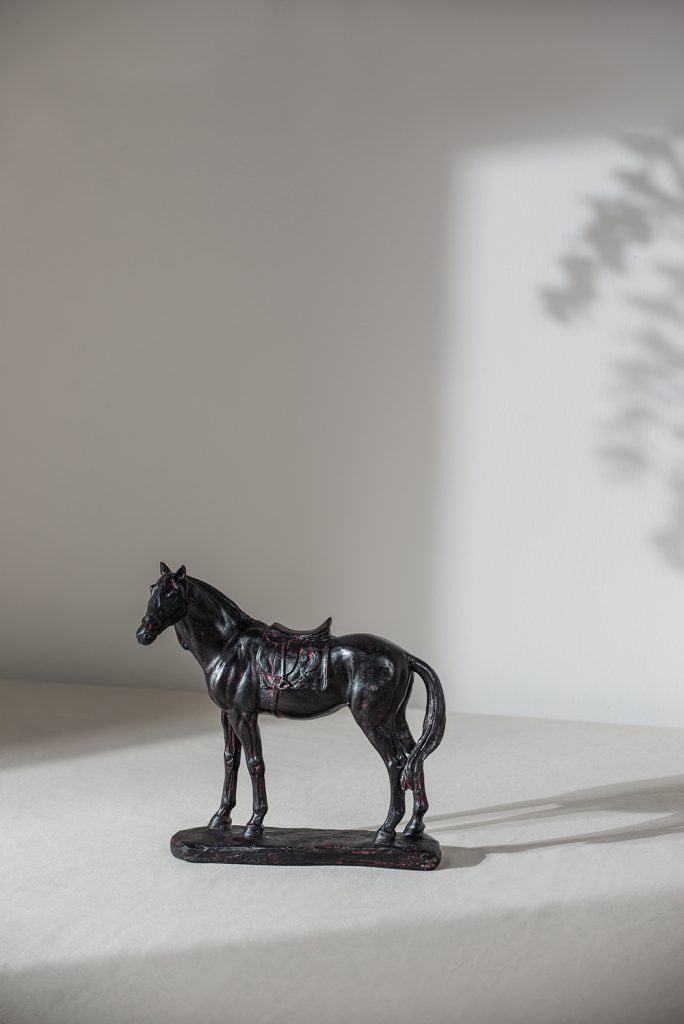 Black Polyresin Horse Accent