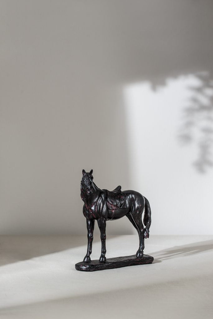 Black Polyresin Horse Accent