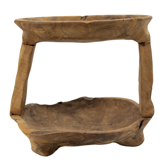 2-Tiered Teak Wood Tray