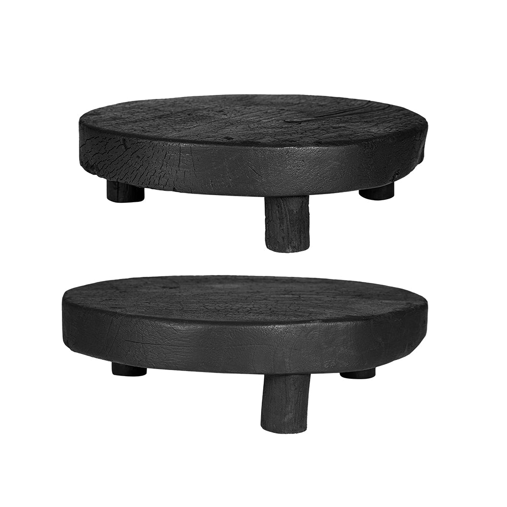 Teak Footed Round Trays (Various Colors)