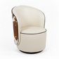 Chair with white cushion and brown cowhide pattern on a white background
