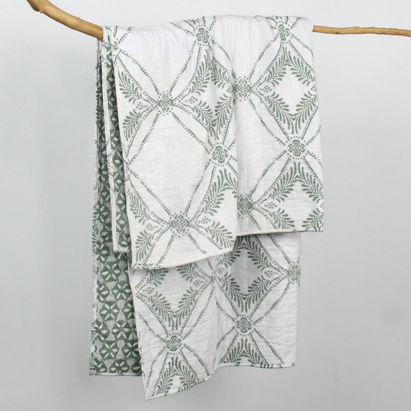 Kemala Quilted Throw Blanket, Sage