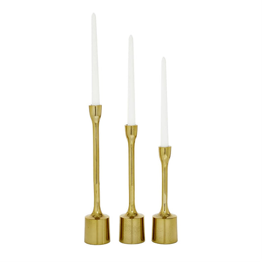 Gold Metal Candle Holder, Set of 3