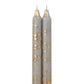 12" Stone w/ Gold Decorative Taper Candles (Pack of 2)