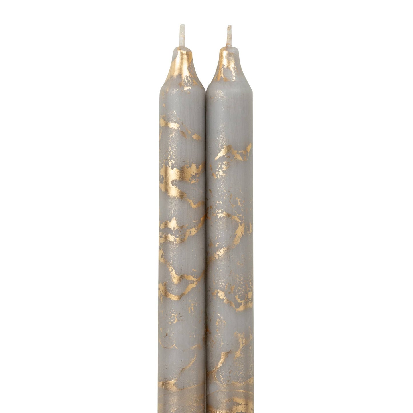 12" Stone w/ Gold Decorative Taper Candles (Pack of 2)