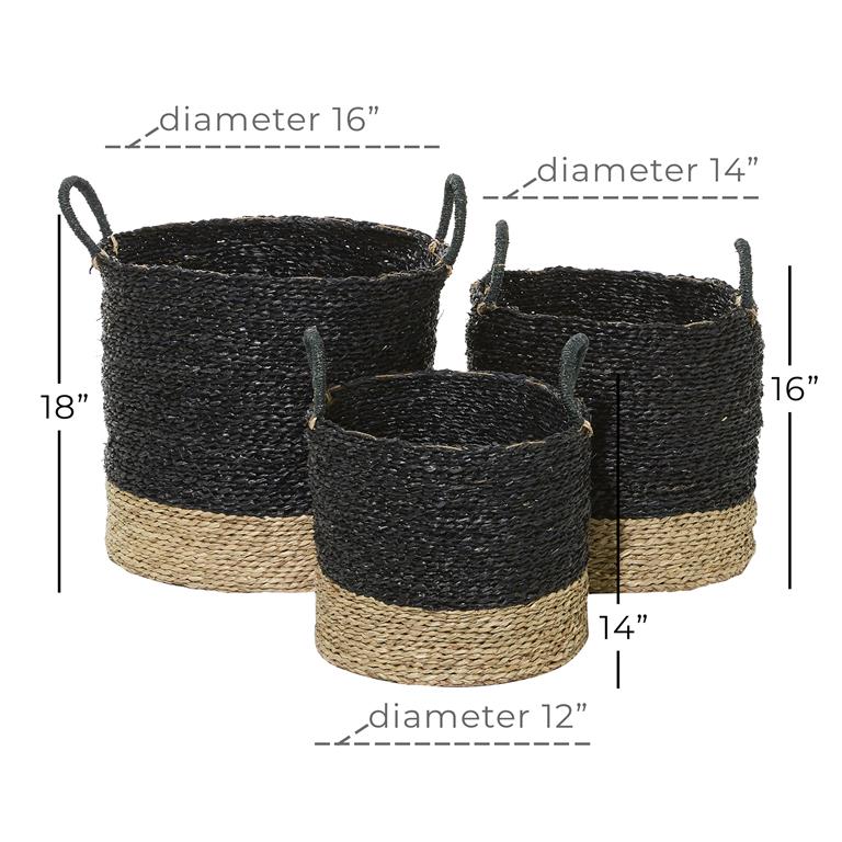 Black Seagrass Basket (Various Sizes)