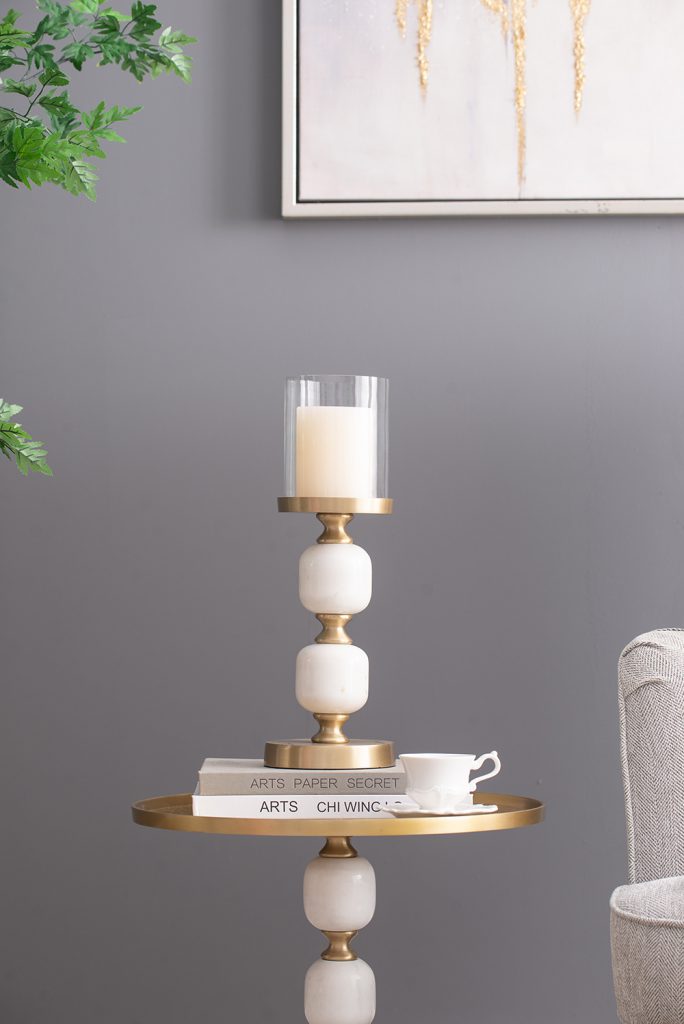 Gold & White Hurricane Holder (Various Sizes)