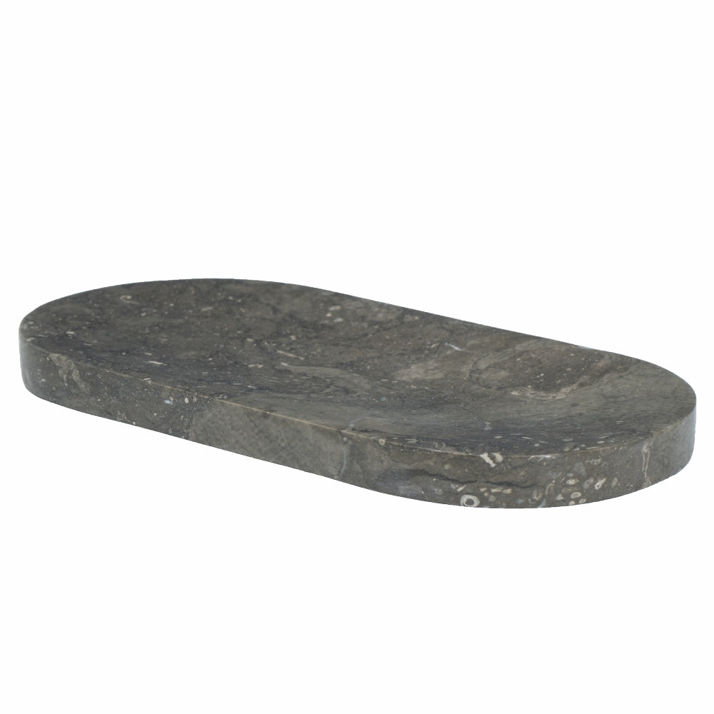 Gray Marble Decorative Oval Tray