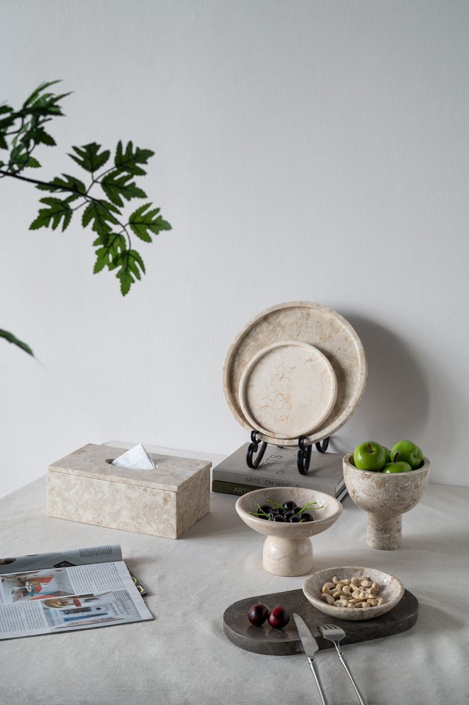 Gray Marble Decorative Oval Tray