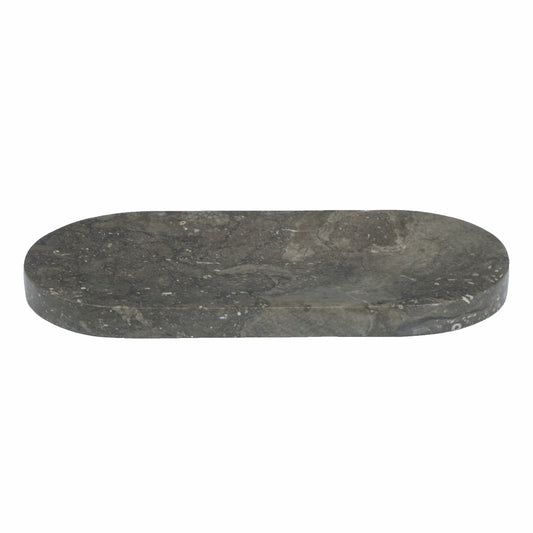 Gray Marble Decorative Oval Tray