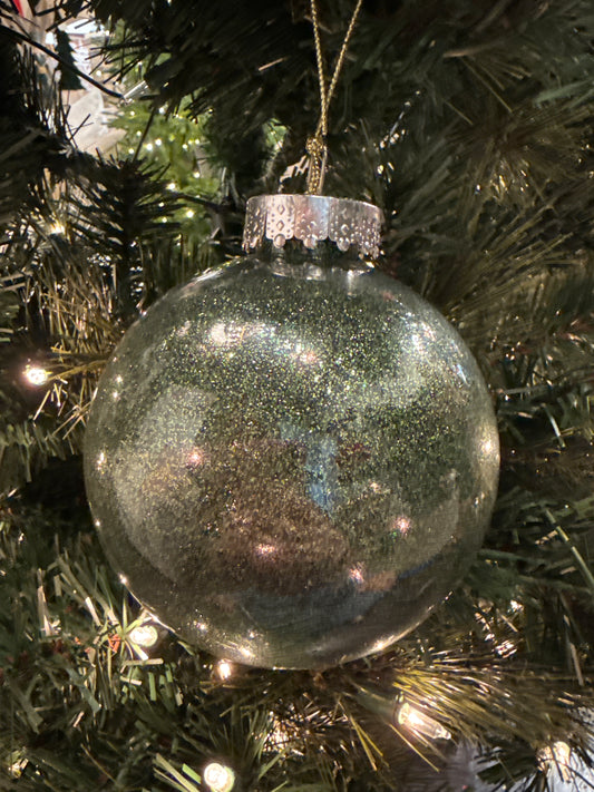 Moss Green Glitter Clear Ball Ornament (Various Styles)