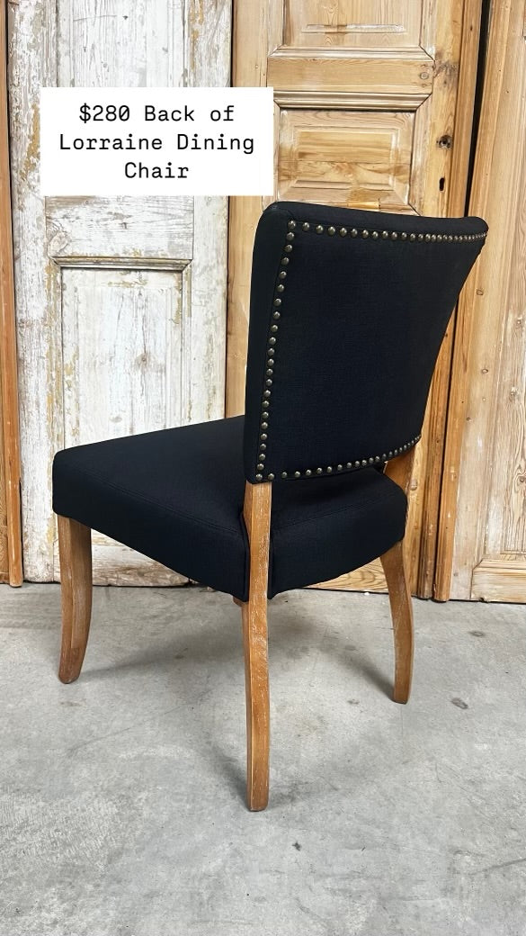 Isabel Black Square Back Wood & Linen Chair