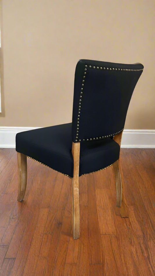 Isabel Black Square Back Wood & Linen Chair