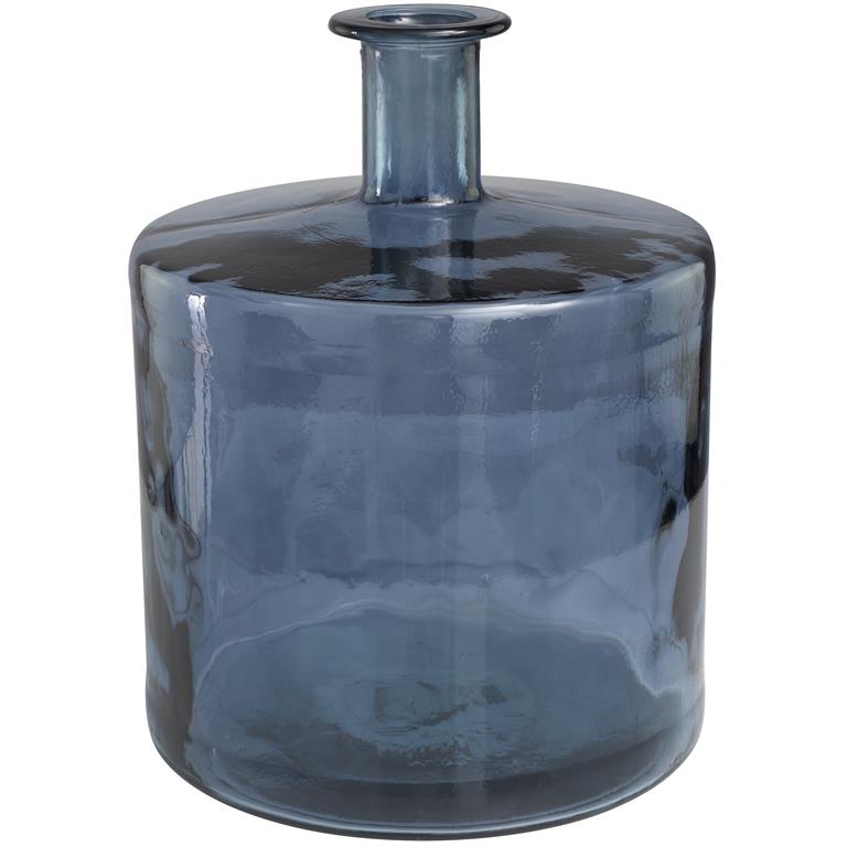Glass Bottleneck Vase, Dark Blue