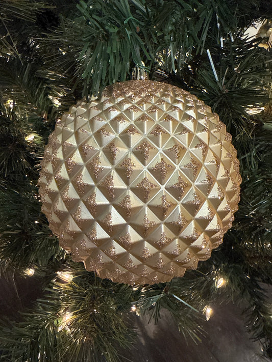 6" Cafe Latte Durian Glitter Ball Ornament