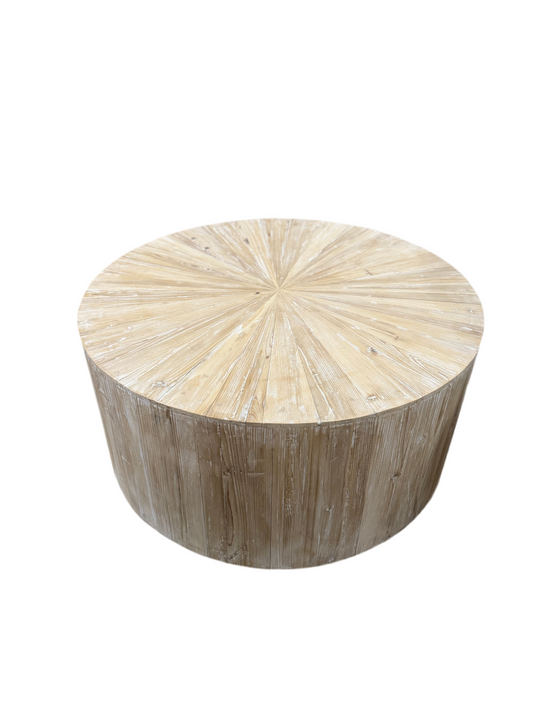 Ellen Round Elm Coffee Table (White Wash)