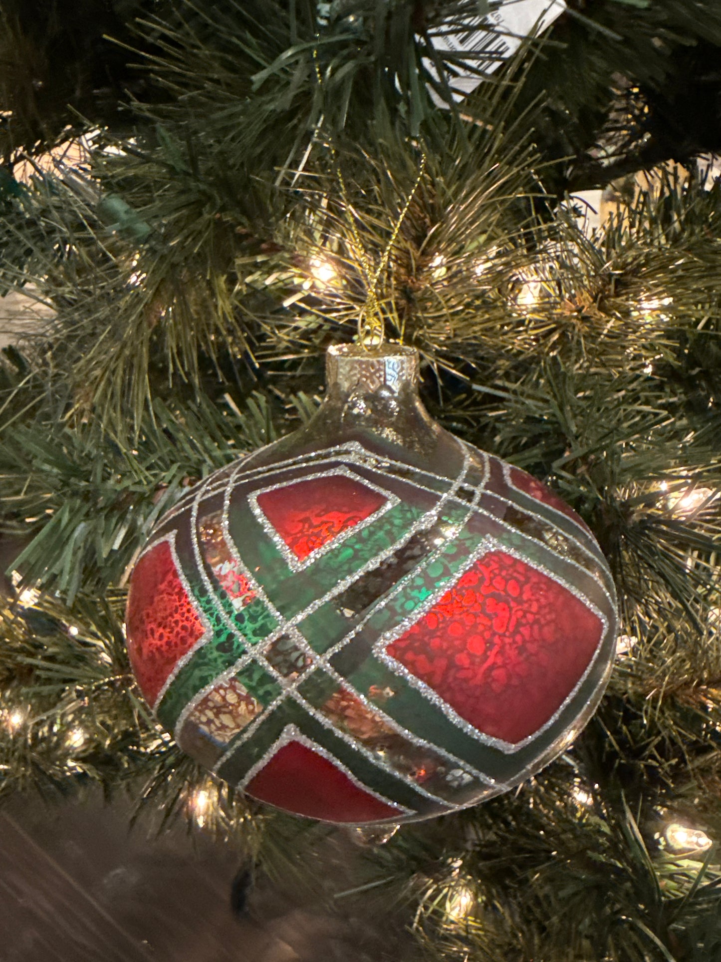 Glass Ornament, Emerald/Red/Silver (Various Styles)