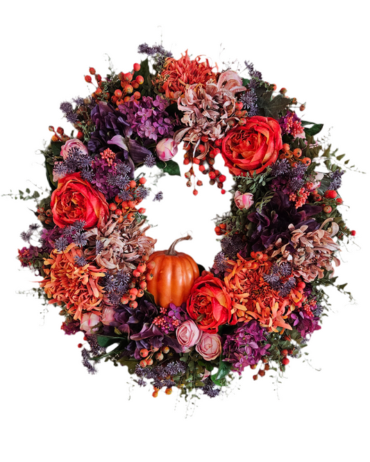 Purple and Orange Fall Wreath