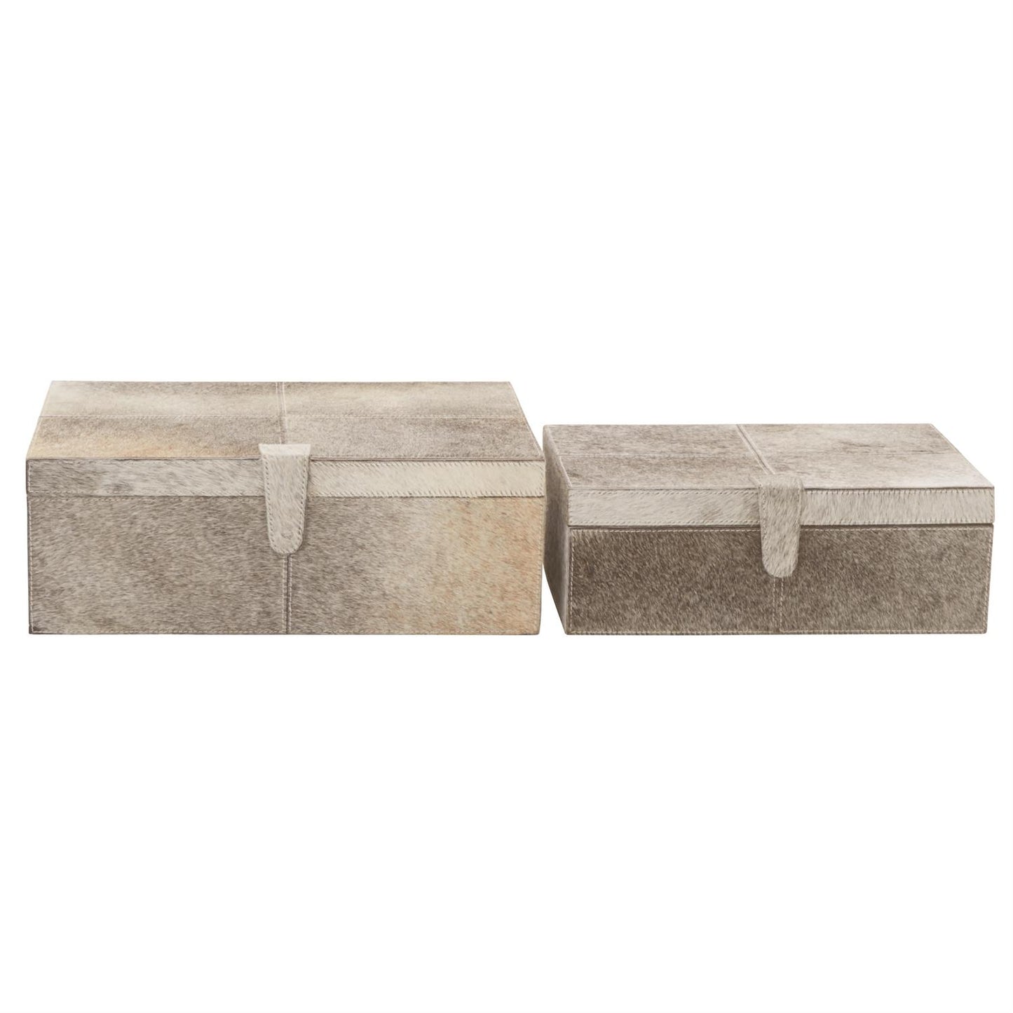 Gray Leather Boxes, Set of 2