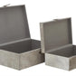 Gray Leather Boxes, Set of 2