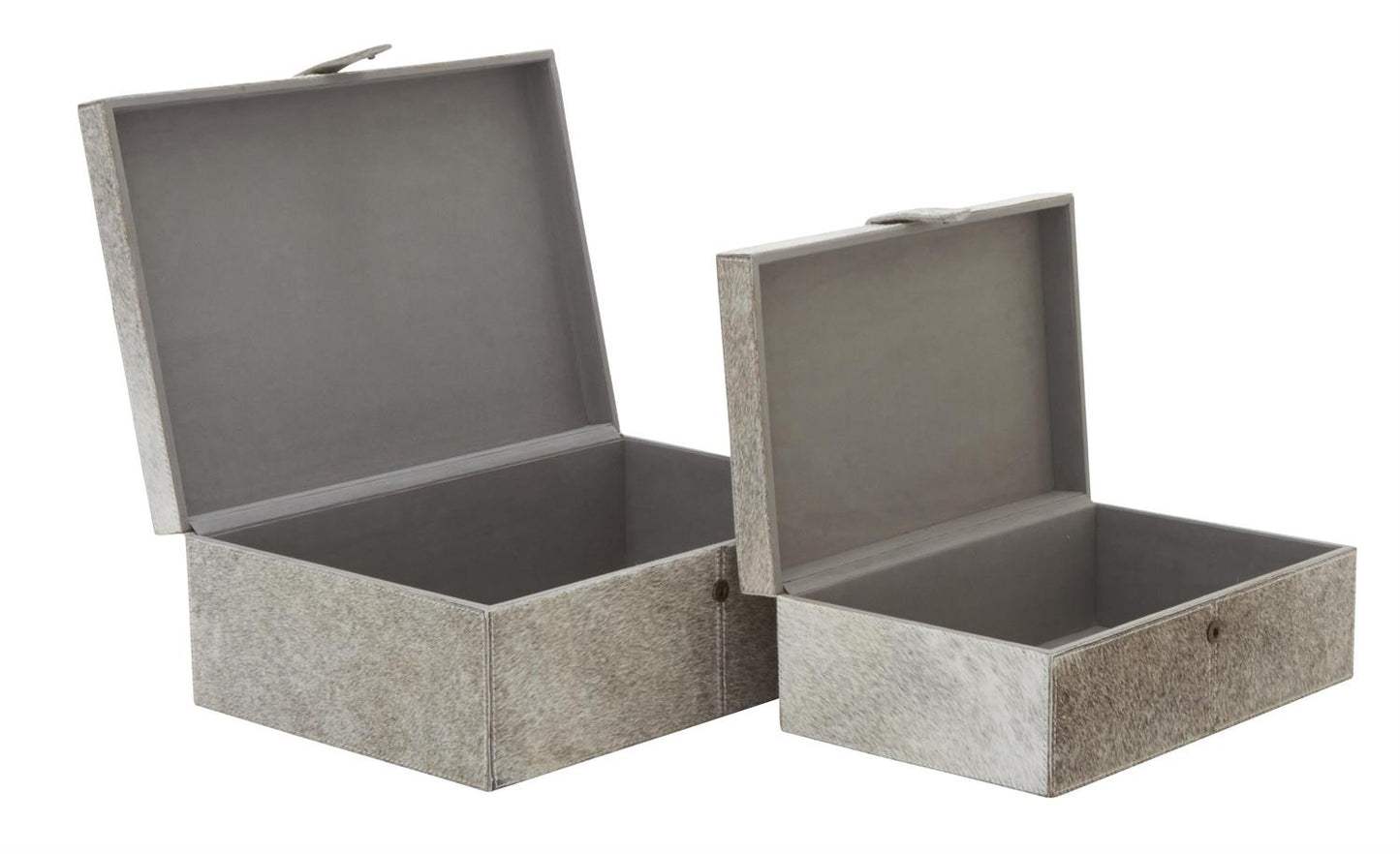 Gray Leather Boxes, Set of 2