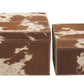 Set of 2 Brown Leather Cowhide Boxes