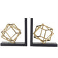 Gold Geometric Cube Bookends, Set of 2