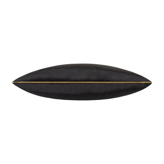 Noah Black Velvet Pillow Featuring Gold Piping