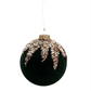 Flocking & Bead Glass Ball Ornament, Hunter Green