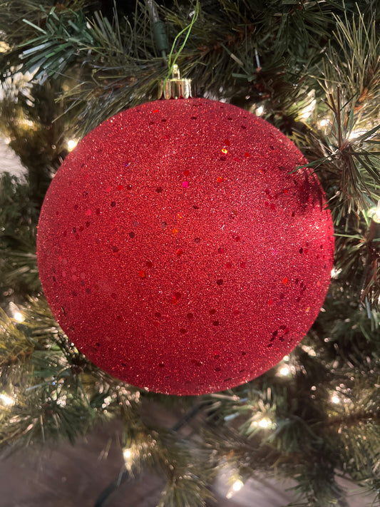 Glittered Ball Ornament Extra Large, Red