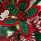 22" Sequin Poinsettia Stem, Red/Green