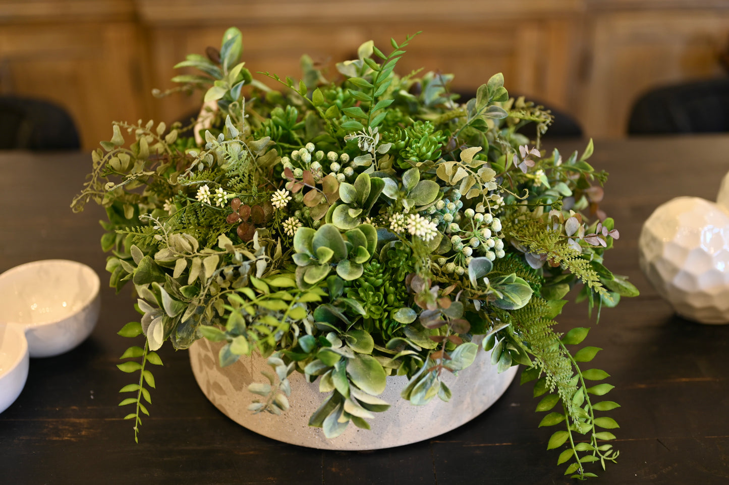 Large Assorted Greenery in Round Container