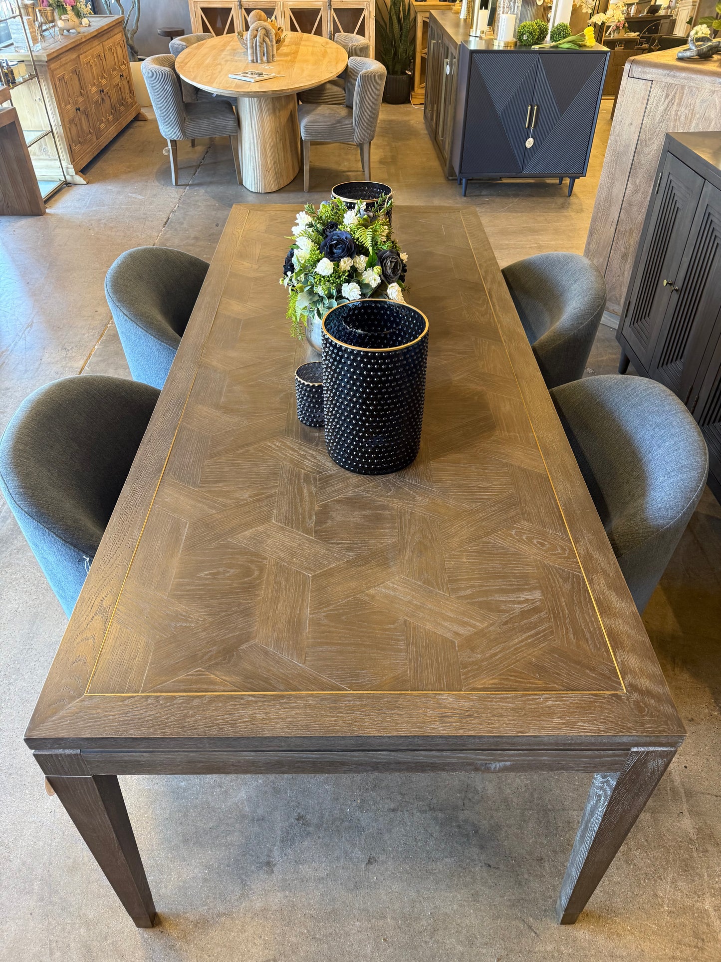 Taylor Gray/Brown Geometric Dining Table