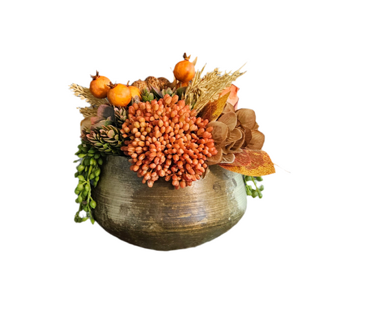 Fall Centerpiece With Orange Sedum
