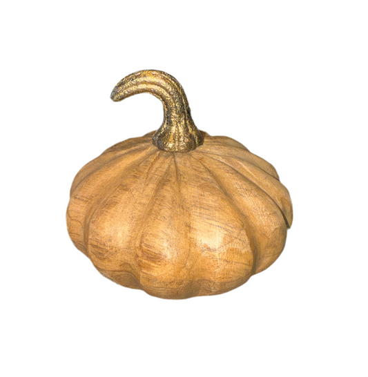 Mango Wood Pumpkin with Gold Stem