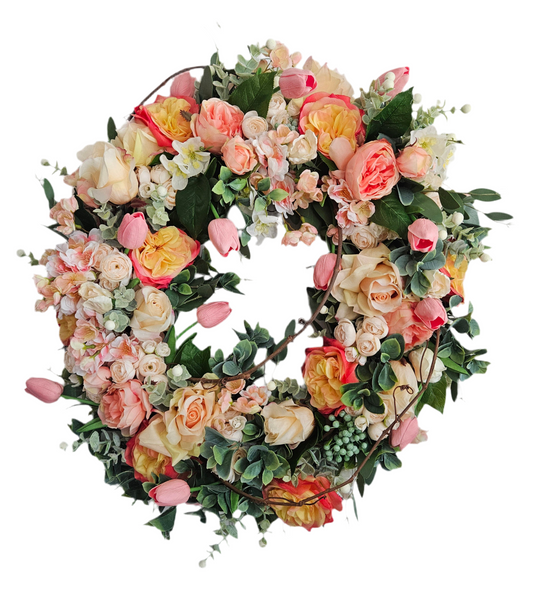 Peach and Coral Wreath