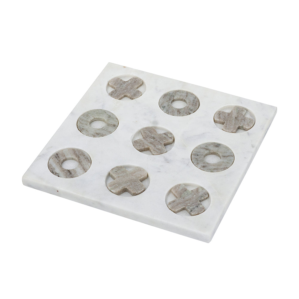 White Marble Tic-Tac-Toe Set