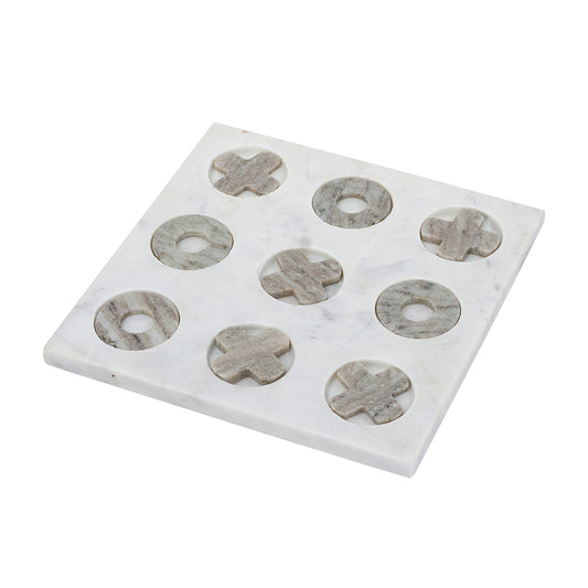 White Marble Tic-Tac-Toe Set