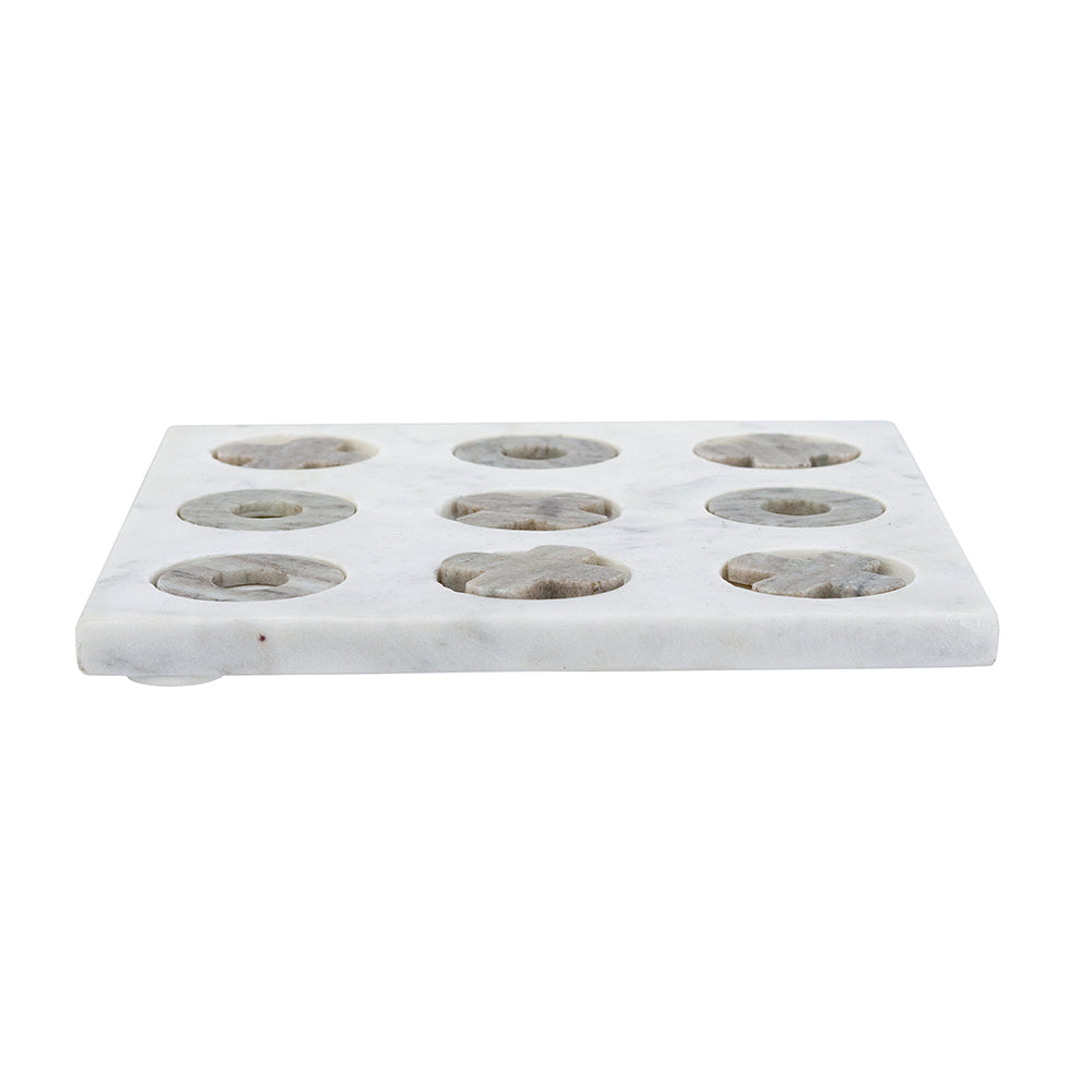 White Marble Tic-Tac-Toe Set