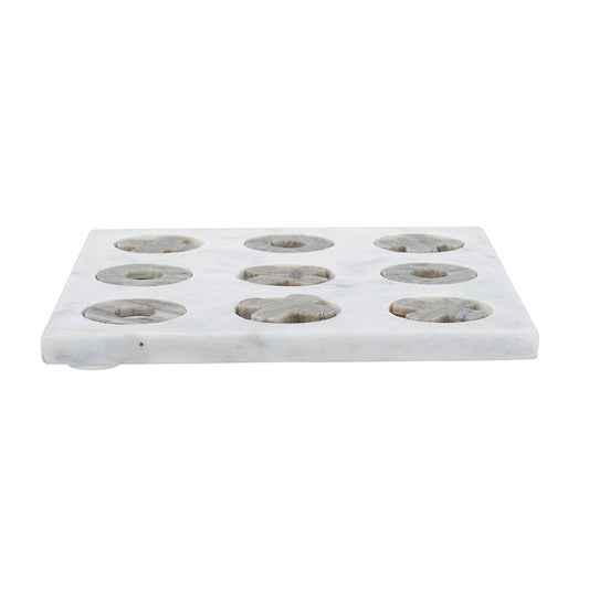 White Marble Tic-Tac-Toe Set