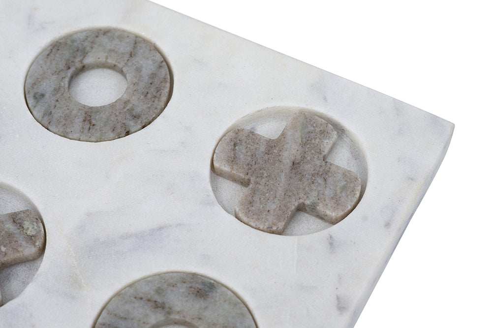 White Marble Tic-Tac-Toe Set