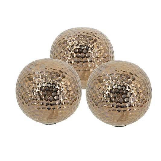 Textured Bronze Sphere Trio