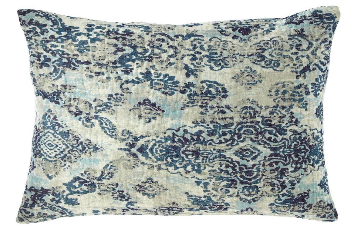 Lyon Damask Comforter, King Blue