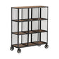 Industrial Wood and Metal Rolling Bookcase
